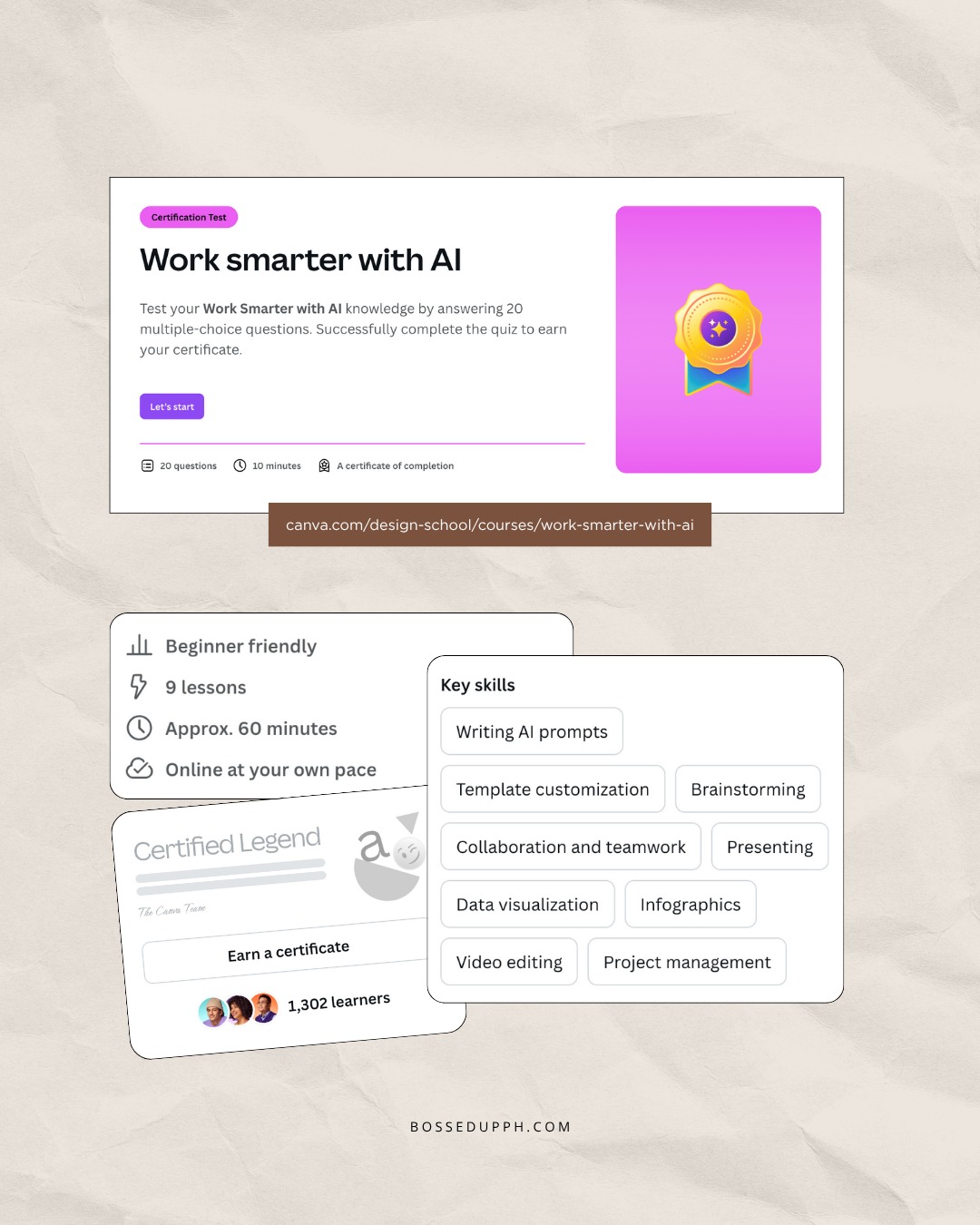𝗙𝗥𝗘𝗘 𝗰𝗲𝗿𝘁𝗶𝗳𝗶𝗰𝗮𝘁𝗲 𝗳𝗿𝗼𝗺 𝗖𝗮𝗻𝘃𝗮 🤩

If you wanna earn a certification for AI x Canva & if you love learning new things…

this one is for you, Bosses!

You can check out their course link in the comment section 👇

.
.
.
#canvacourse #canvaAI #learncanva