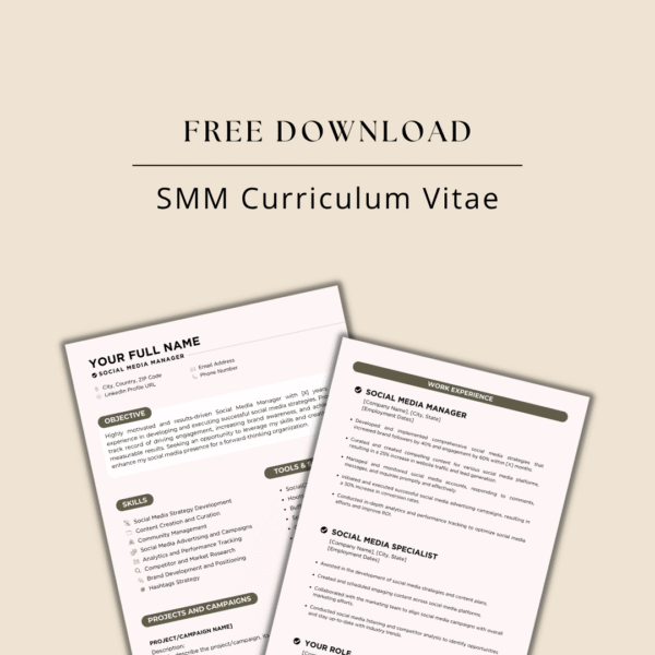 SMM Curriculum Vitae (CV Template)