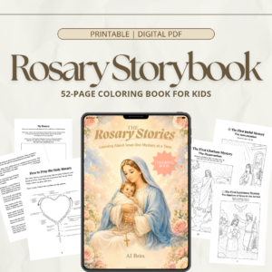 Catholic Rosary Coloring Book for Kids, Printable Mysteries of the Rosary, Children's Devotional, Ages 5-8, Digital Download, Prayer Activity