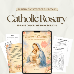 Catholic Rosary Coloring Book for Kids, Printable Mysteries of the Rosary, Children's Devotional, Ages 5-8, Digital Download, Prayer Activity